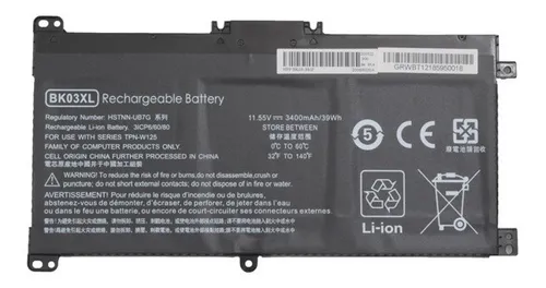 BATERIA LAPTOP LITIO 3 CELDAS 11.5 V 3470MAH 39WH  HP Pavilion X360 14-BA153CL GPB-0556-ORIG - Código: HP Pavilion X360 14-BA153CL | Compra en Guadalajara