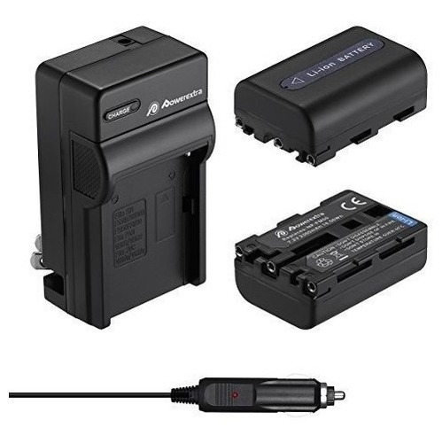 Powerextra 2 Pack De Repuesto Sony Np-fm50 Bateria Con Carga