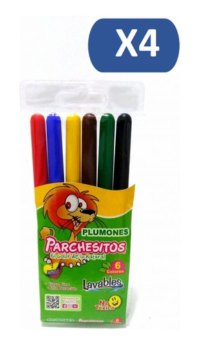 Plumones Marcadores  Parchesitos Escolares 6 Unidades