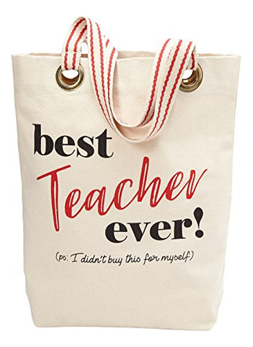 Bolsa Mud Pie Best Teacher Ever, Talla Única, Color Blanco R