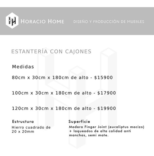 Imagen 5 de 7 de Biblioteca/estantería Cajones 100 Hierro Madera-horacio Home