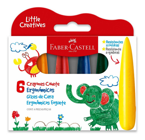 Crayón Cohete Little Creatives Faber-castell X6 Colores