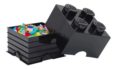 Lego Contenedor Canasto Apilable Organizador Storage Brick 4 Color Black