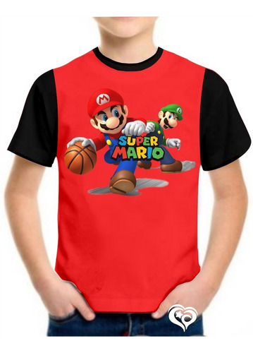 Camiseta Do Mario Bros Infantil Masculina Roupas Blusa Est9