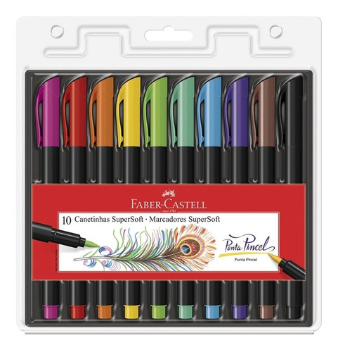 Plumones Punta Pincel Faber Castell Super Soft X 10 Und