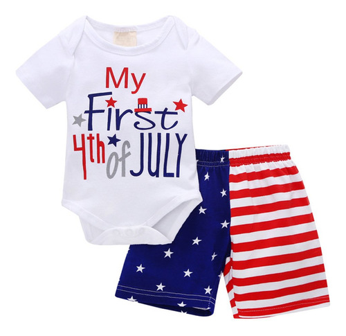 My First 4 Of July Outfit Baby Boys - Mameluco Con Bandera A