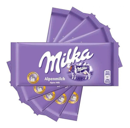 Kit 5 Chocolate Milka Alpine Ao Leite 100g