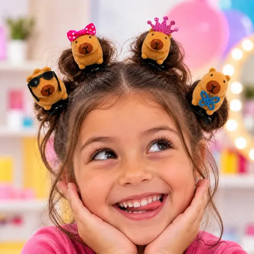 Kit 4 Presilhas Capivara Cabelo Maluco Fofa Infantil Criança