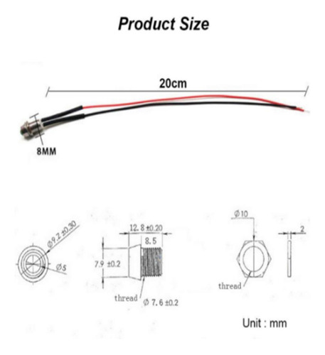 Lámpara De Lámpara Indicadora Led 10x 12v 10mm