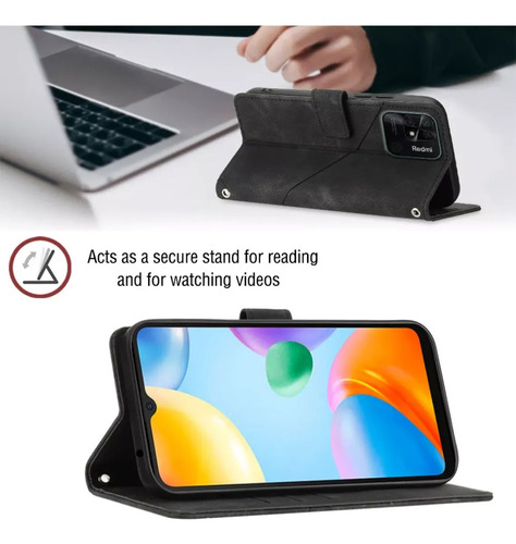 ( Funda Tipo Cartera Con Tapa En Relieve Para Xiaomi Redmi 10c