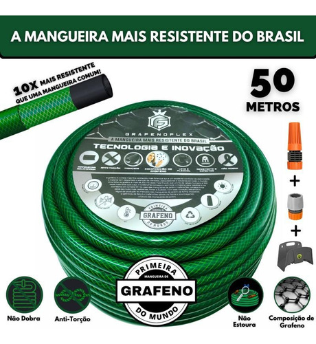 Mangueira De Jardim Anti-torção 50 Metros Com Suporte - Gf