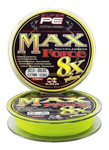 Linha Mult Premium Max Force Maruri 8x 0,27mm 150mt Amarela