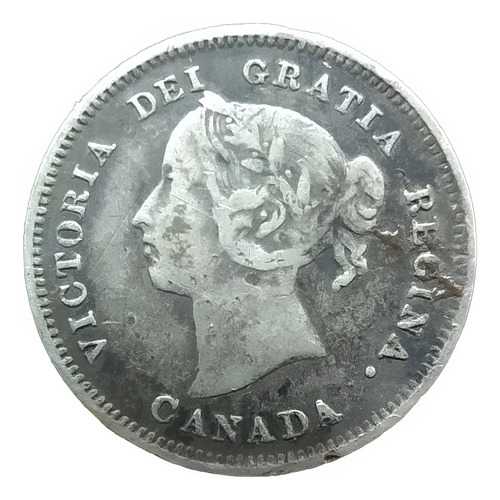 Antigua Moneda De Plata 5 Cents Canadá 1889 Km# 2
