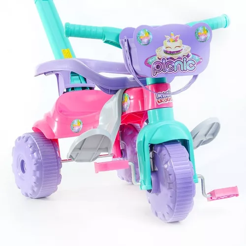 Triciclo Infantil Com Empurrador Velotrol Motoca Criança Beb