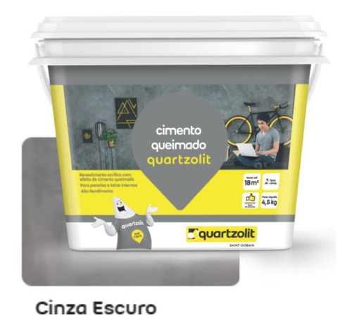 Imagem 2 de 3 de Cimento Queimado 4,5kg Cinza Escuro Quartzolit