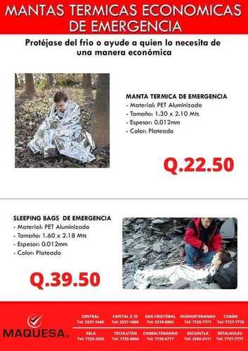 Imagen 1 de 3 de Mantas Termicas De Emergencia