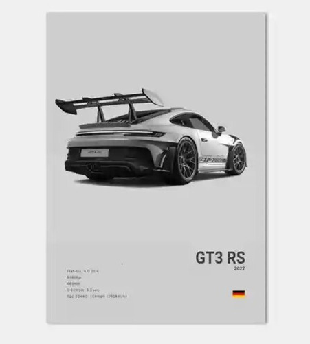 Poster Decorativo Auto Porsche 911 Gt3 Rs Blanco 