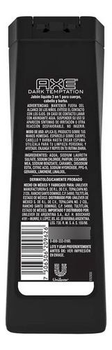 Jabón Líquido Axe 3 En 1 Dark Temptation 400 Ml
