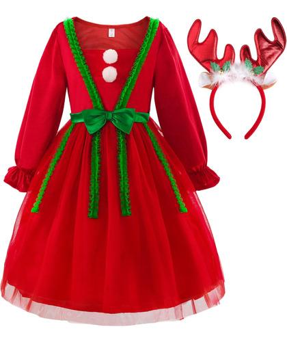 Relibeauty Vestidos De Navidad Para Niñas Pequeñas Con Cinta