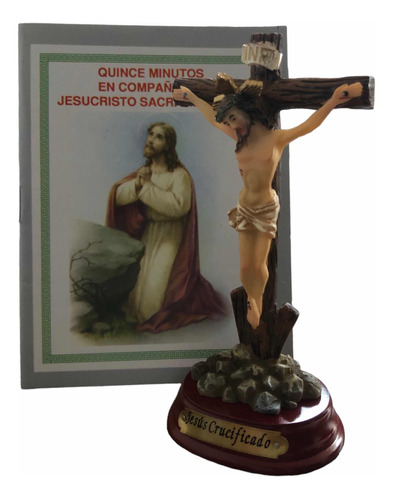 Jesús Crucificado Base 11 Cm En Porcelana + Novena