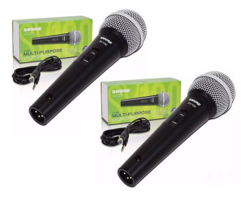 Paquete Micrófono Vocal Shure Sv100 Para Voz Par 2 Piezas