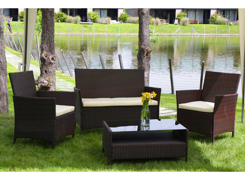 Imagen 2 de 3 de Juego De Terraza Living Jardín Rattan Marrón