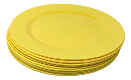Jogo 12 Pratos Sobremesa Amarelo 20cm Melamina Confeitaria