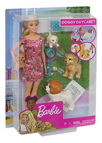 Juego De Muñecas Y Mascotas Barbie Doggy Daycare Con 4 Perro