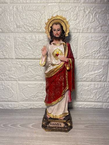 Sagrado Corazón De Jesus Figura Religiosa Resina Fina Decora