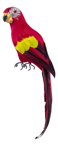 , Rojo  S Aves Artificiales Plumas Falso Hombro Loro Mo...