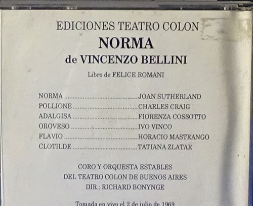 Norma, Opera Grabada En Vivo De Vincenso Bellini (original)