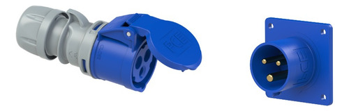 Enchufe Y Clavija Industrial, 16a 3p 6h Ip 44, 213 Y 613-6tt