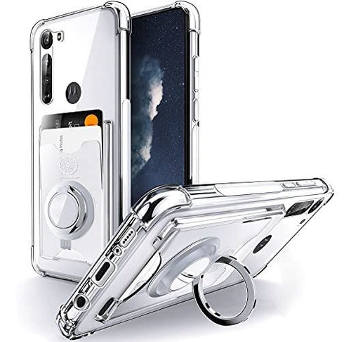 Funda Para Moto Edge 5g 2020 Anillo Soporte Tarjetero Clear