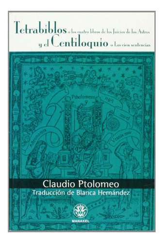 Libro Tetrabiblos Y El Centiloquio De Ptolomeo Claudio Grupo