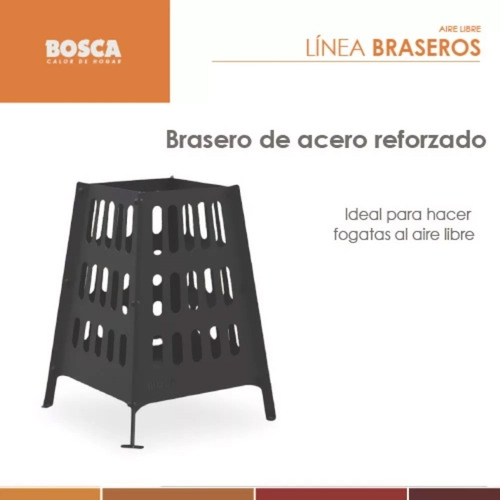 Brasero Fogonero Leñero Bosca Parrilla Acero F250 Pernería