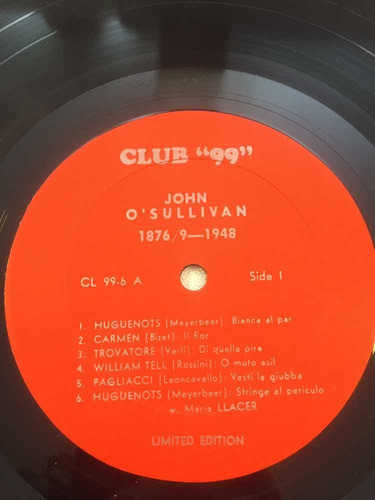 John O Sullivan Club 99 Disco Vinilo Lp Limited Edition (Usado)