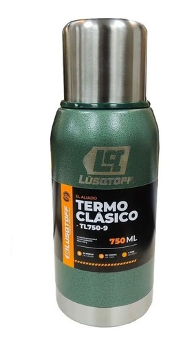 Imagen 2 de 6 de Termo Lusqtoff Acero Inoxidable 750 Ml Verde Frio Calor 3/4l Color Verde