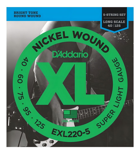 Cuerda Exl220-5 040 Daddario para contrabajo de 5 cuerdas