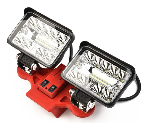 Nikjebdf Luz Trabajo Led Doble Cabeza Alimentada Bateria M18