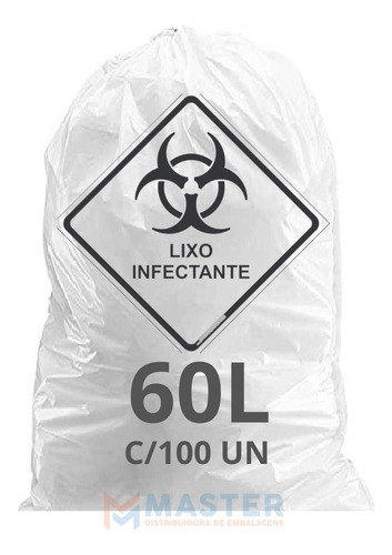 Sacos De Lixo Infectante Hospitalar 60 Litros 100 Unidades