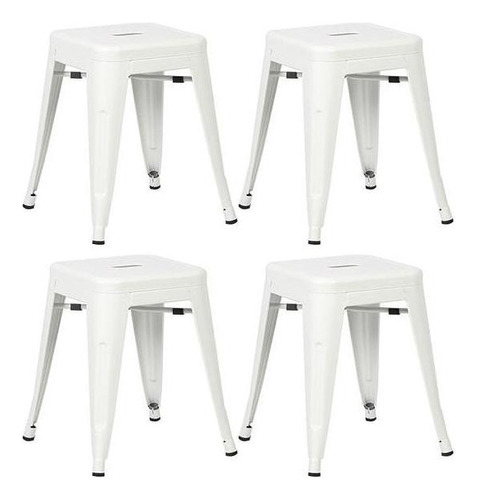 Kit - 4 X Banquetas Baixas Iron Tolix 45 Cm Cor Branco