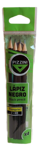 Lapiz Negro Grafito Pizzini Triangular Hb Caja X 4 Unidades Negro