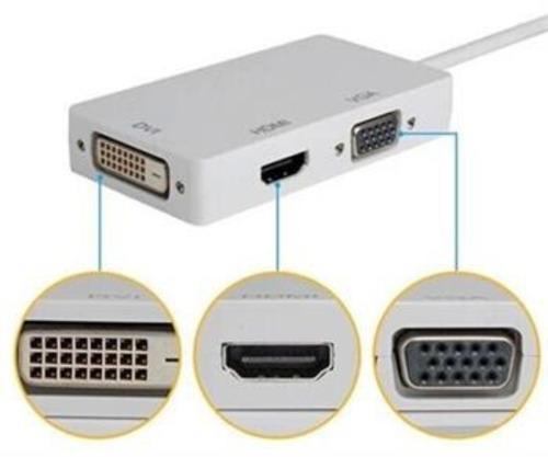 Cable Adaptador 3 En 1 Mini Displayport A Hdmi/vga/dvi Mac