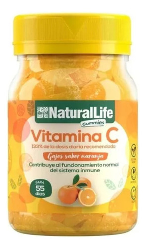 Vitamina C Natural Life Gomitas Gummies 55 Dias Sabor Naranj