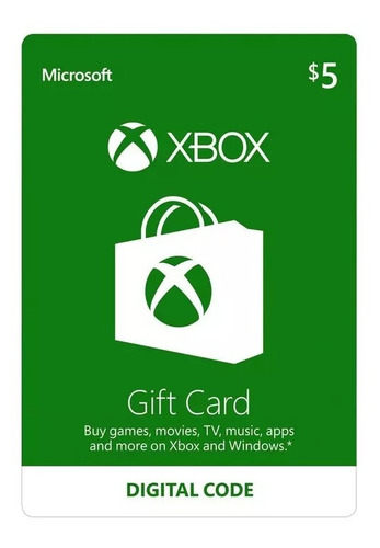 Tarjeta Xbox Live Microsoft Gift Card [ Código Digital ] $5