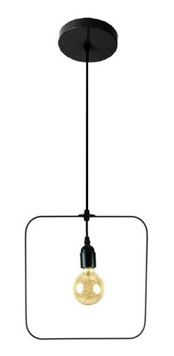 Lampara Colgante 60w E27  Vintage Square Color Negro Pierrot