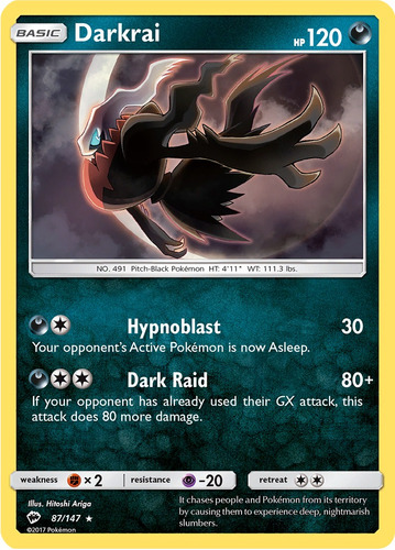 Cartas Pokemon Darkrai 87/147 Burning Shadows Bus