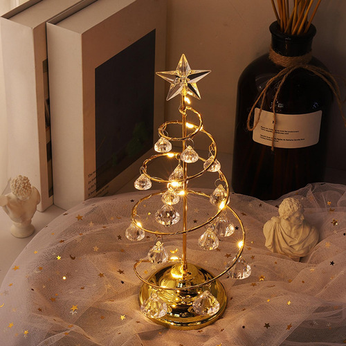 Lámpara De Árbol De Navidad Con Led Y Colgante De Cristal,