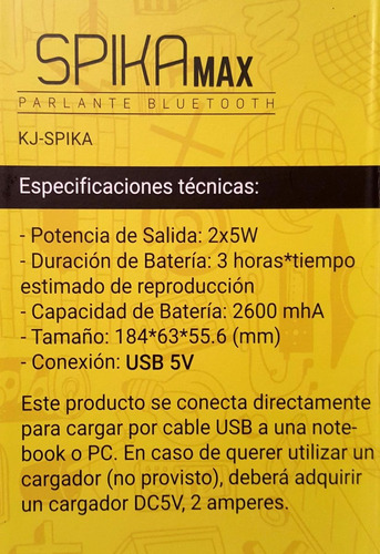 Imagen 3 de 10 de Parlante Portátil Bluetooth Kanji Spika Max