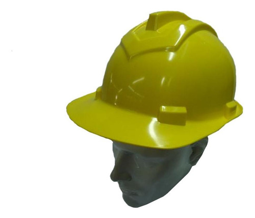 Capacete Com Carneira Ledan Plastico Amarelo  2531